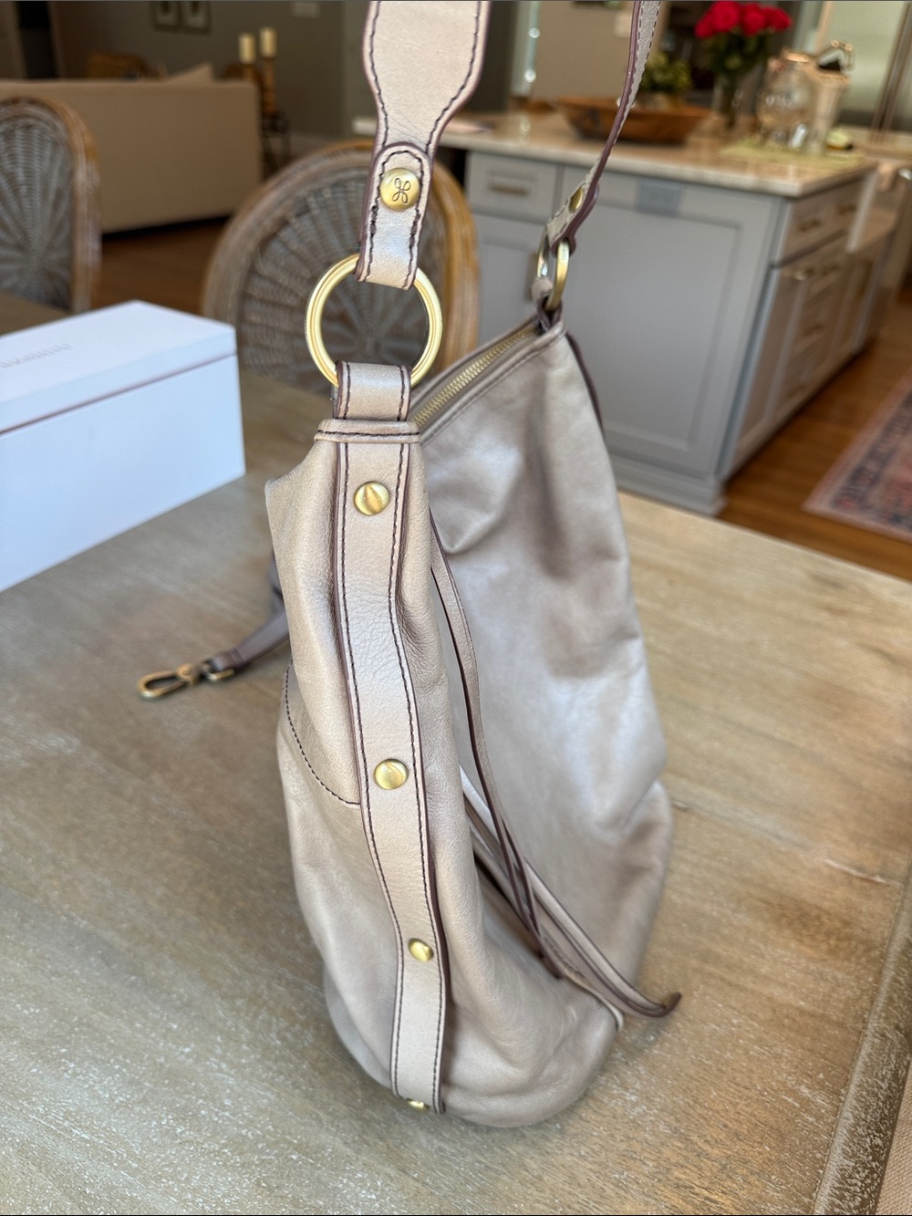 Hobo Women's Leather Crossbody Shoulder Bag - Taupe - Picture 2 of 8